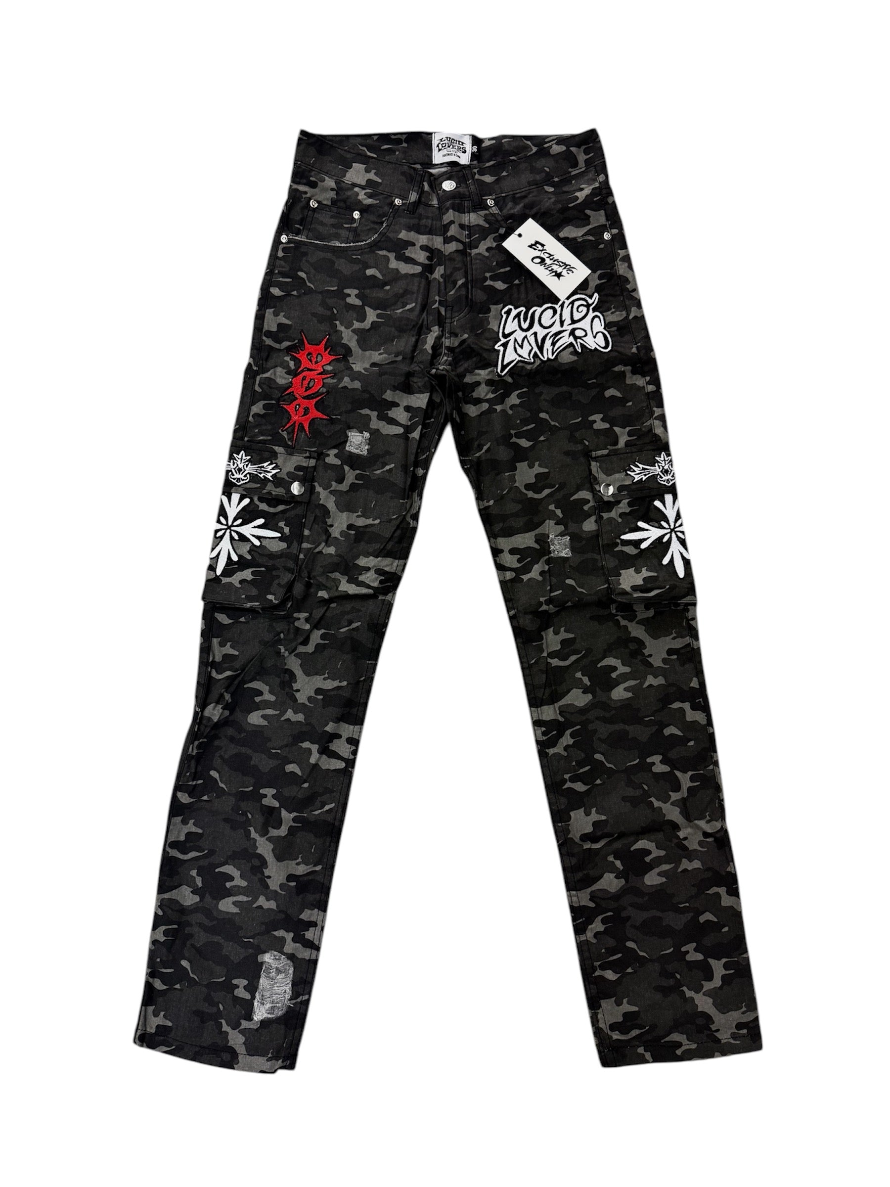 Camo Cargo Pants GREY